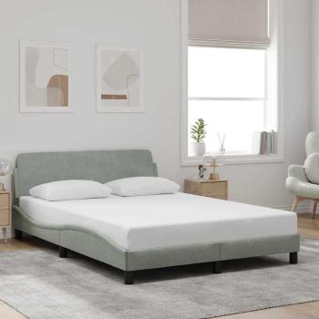 ARDEBO.de - Bettgestell "Dover" Hellgrau 137x190 cm Samt