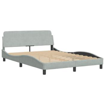Bettgestell "Dover" Hellgrau 137x190 cm Samt