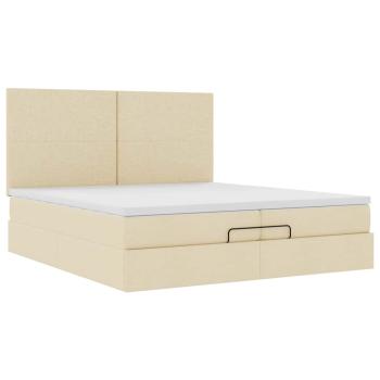Ottoman-Bett mit Matratzen & LEDs Creme 200x200 cm Stoff