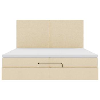 Ottoman-Bett mit Matratzen & LEDs Creme 200x200 cm Stoff