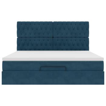 Ottoman-Bett mit Matratzen & LEDs Dunkelblau 180x200 cm Samt