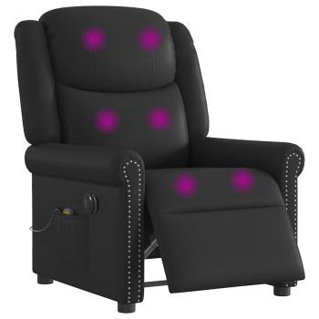 Relaxsessel Massage Elektrisch Glänzend Schwarz Kunstleder
