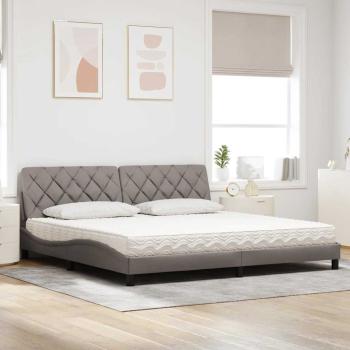 Bett mit Matratze Taupe 200x200 cm Stoff