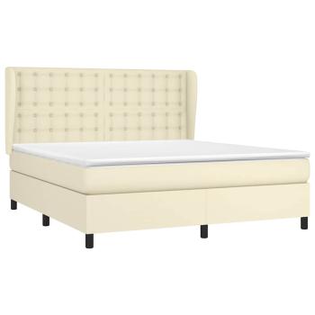 Boxspringbett mit Matratze Creme 160x200 cm Kunstleder