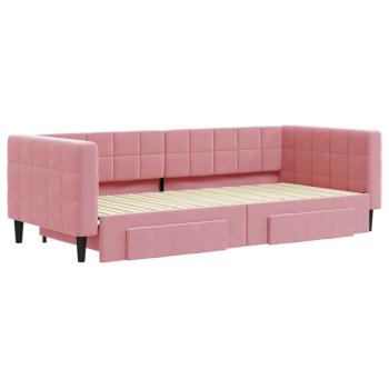 Tagesbett Ausziehbar mit Schubladen Rosa 90x200 cm Samt