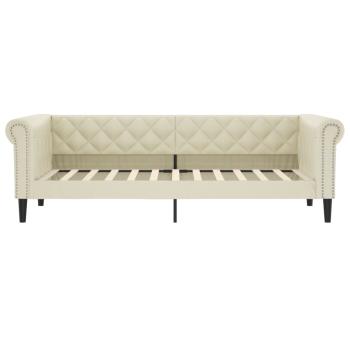 Tagesbett Ausziehbar mit Schubladen Creme 90x200 cm Kunstleder