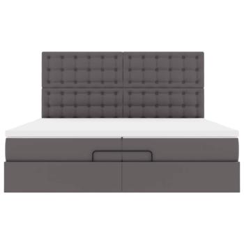 Ottoman-Bett mit Matratzen & LEDs Grau 200x200 cm Kunstleder