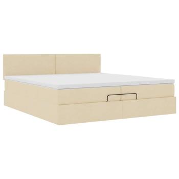 Ottoman-Bett mit Matratzen & LEDs Creme 200x200 cm Stoff