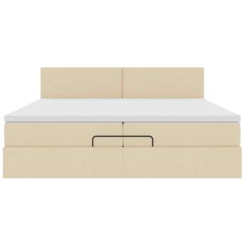 Ottoman-Bett mit Matratzen & LEDs Creme 200x200 cm Stoff