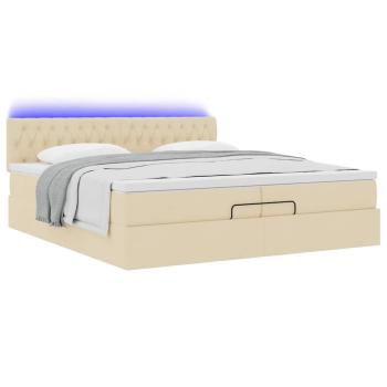 Ottoman-Bett mit Matratzen & LEDs Creme 200x200 cm Stoff