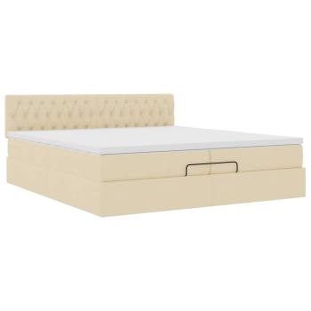Ottoman-Bett mit Matratzen & LEDs Creme 200x200 cm Stoff