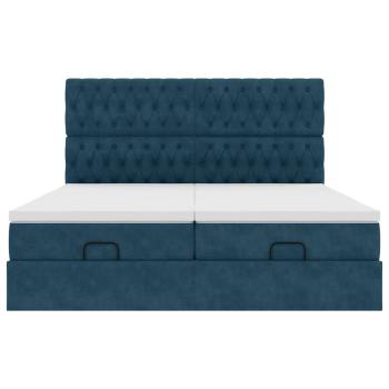 Ottoman-Bett mit Matratzen Dunkelblau 180x200 cm Samt