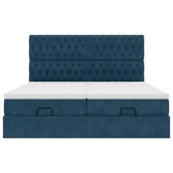 Ottoman-Bett mit Matratzen & LEDs Dunkelblau 180x200 cm Samt