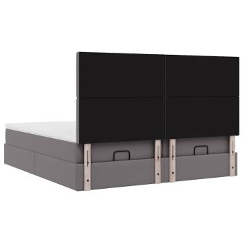 Ottoman-Bett mit Matratzen & LEDs Grau 200x200 cm Kunstleder