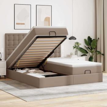 ARDEBO.de - Ottoman-Bett mit Matratzen Cappuccino 180x200cm Kunstleder