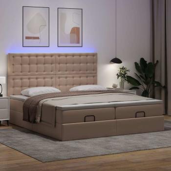 Ottoman-Bett mit Matratzen & LEDs Cappuccino-Braun 180x200cm
