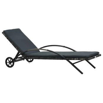 ARDEBO.de - Sonnenliege mit Kissen und Rädern Poly Rattan Anthrazit