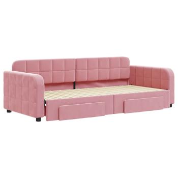 Tagesbett Ausziehbar mit Schubladen Rosa 90x200 cm Samt
