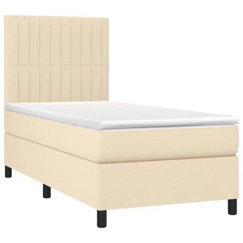Boxspringbett mit Matratze & LED Creme 90x190 cm Stoff