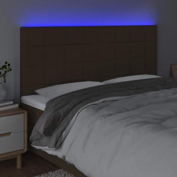 LED Kopfteil Dunkelbraun 160x5x118/128 cm Stoff