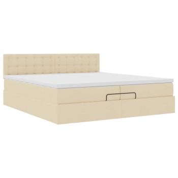 Ottoman-Bett mit Matratzen & LEDs Creme 200x200 cm Stoff