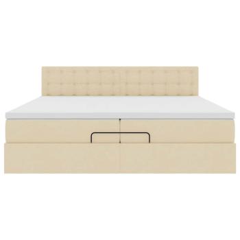 Ottoman-Bett mit Matratzen & LEDs Creme 200x200 cm Stoff
