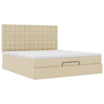 Ottoman-Bett mit Matratzen & LEDs Creme 200x200 cm Stoff
