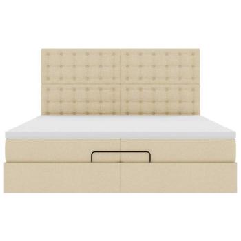 Ottoman-Bett mit Matratzen & LEDs Creme 200x200 cm Stoff