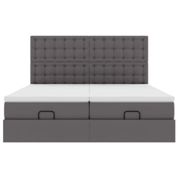 Ottoman-Bett mit Matratzen Grau 160x200 cm Kunstleder