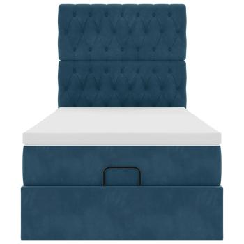 Ottoman-Bett mit Matratzen Dunkelblau 90x200 cm Samt
