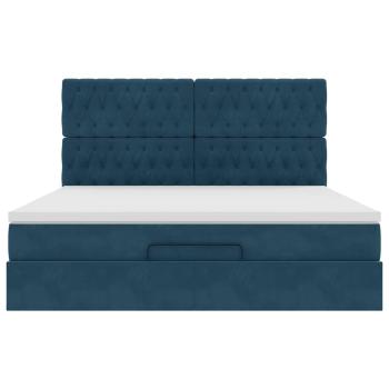 Ottoman-Bett mit Matratzen Dunkelblau 180x200 cm Samt