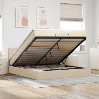 ARDEBO.de - Ottoman-Bett mit Matratze Creme 200x200 cm Stoff