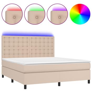Boxspringbett mit Matratze & LED Cappuccino-Braun 180x200cm