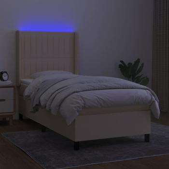 Boxspringbett mit Matratze & LED Creme 90x190 cm Stoff