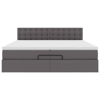 Ottoman-Bett mit Matratzen & LEDs Grau 200x200 cm Kunstleder