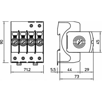 OBO Bettermann Blitzstrom-Kombiableiter 4-polig "V50-B+C/3" V50-3+NPE-280