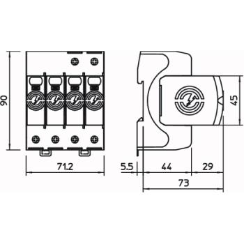 OBO Bettermann Blitzstrom-Kombiableiter 4-polig "V50-B+C/3" V50-3+NPE-280