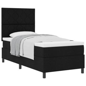 Boxspringbett mit Kopfteil Schwarz 90 x 200 cm Stoff