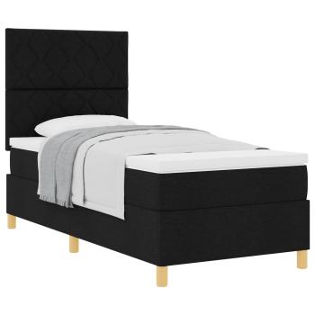 Boxspringbett mit Kopfteil Schwarz 90 x 200 cm Stoff