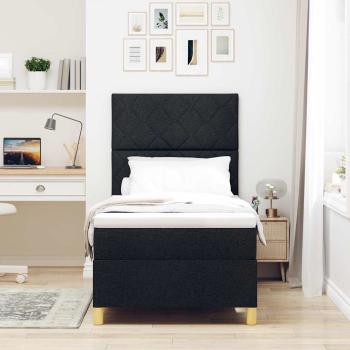 Boxspringbett mit Kopfteil Schwarz 90 x 200 cm Stoff