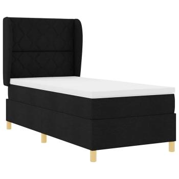 Boxspringbett mit Kopfteil Schwarz 200 x 90 cm Stoff