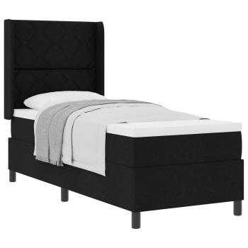 Boxspringbett mit Kissen mit Kopfteil Schwarz 190 x 90 cm Stoff