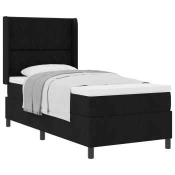 Boxspringbett mit Kissen mit Kopfteil Schwarz 200 x 90 cm Stoff