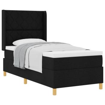 Boxspringbett mit Kopfteil Schwarz 90 x 200 cm Stoff