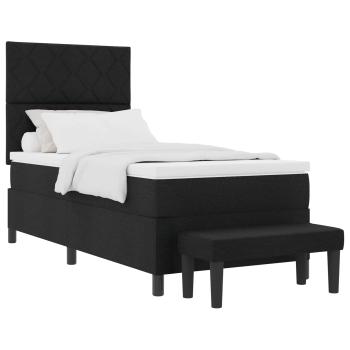 Boxspringbett mit Kopfteil Schwarz 90 x 190 cm Stoff