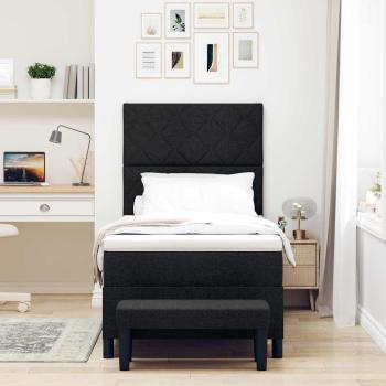 Boxspringbett mit Kopfteil Schwarz 90 x 190 cm Stoff