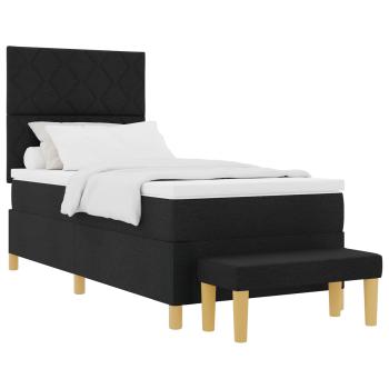 Boxspringbett mit Kissen mit Kopfteil Schwarz 200 x 90 cm Stoff