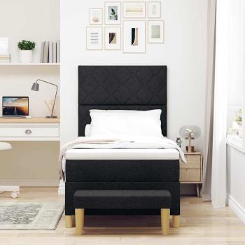 Boxspringbett mit Kissen mit Kopfteil Schwarz 200 x 90 cm Stoff