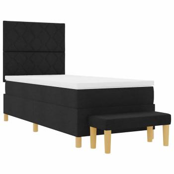 Boxspringbett mit Kissen mit Kopfteil Schwarz 200 x 90 cm Stoff