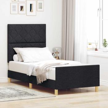 ARDEBO.de - Bettgestell mit Kopfteil Schwarz 90 x 190 cm Stoff